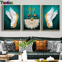 diy diamond painting full squareround drill rhinestone embroidery diamond customized feather wings triptych home decor painting