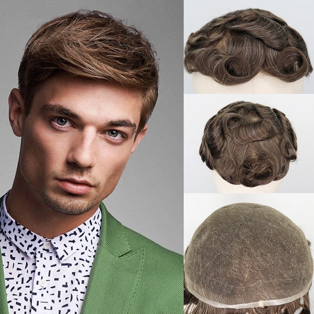 YY парики коричневые смешанные серые человеческие волосы мужские бразильские Remy