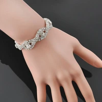 2022 new elegant bright women lady rhinestone crystal metal chain bracelet bangle wedding jewelry gift