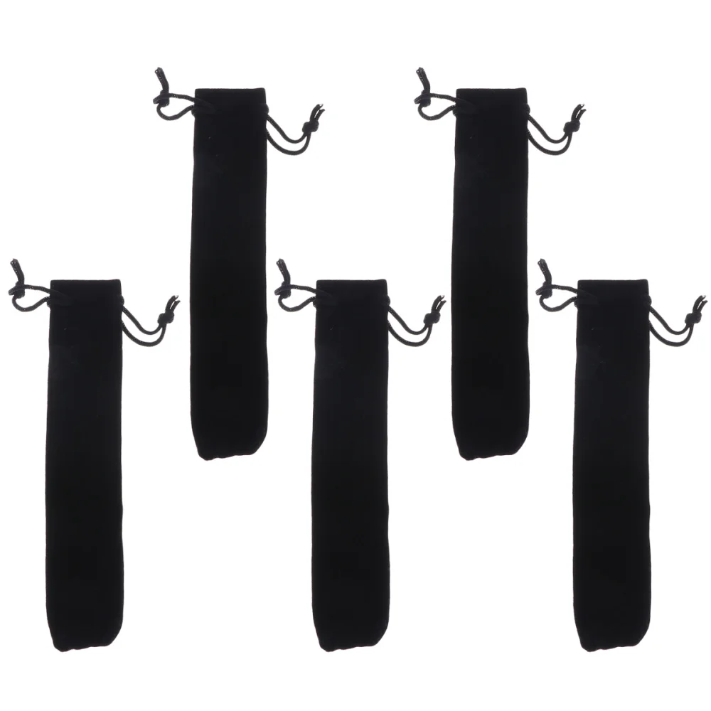 

50pcs Drawstring Pen Pouch Sleeve Holder Pen Case Gift Pencil Bag (Black)