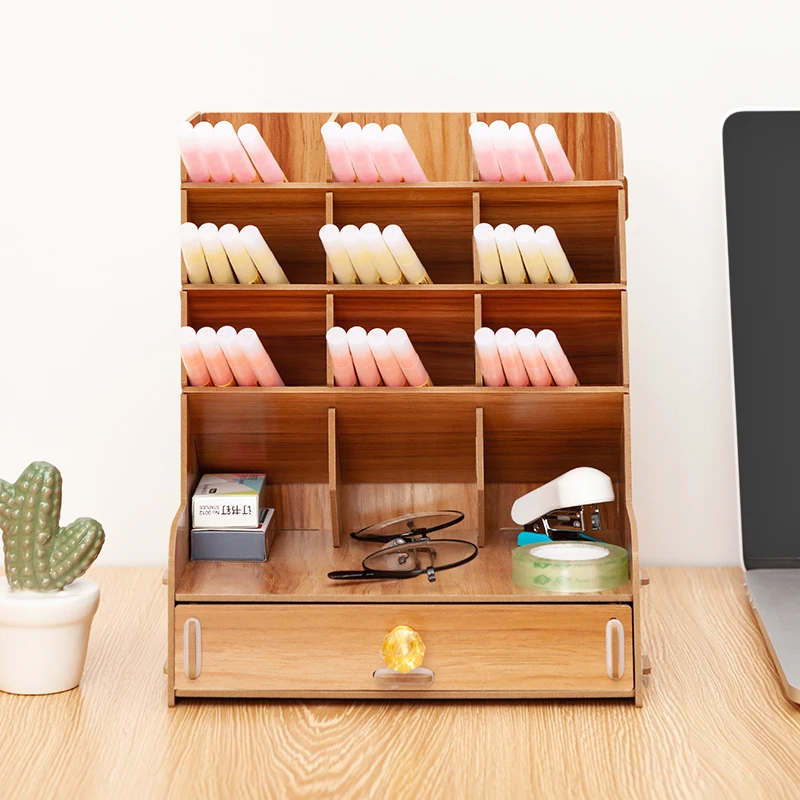 Деревянный Настольный органайзер многофункциональный держатель для карандашей