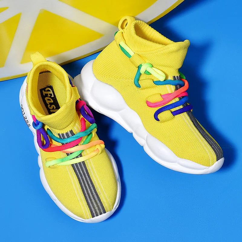 

COZULMA Boys Girls Breathable Sneakers Kids Casual Knit Anti-Slip Running Shoes Children Sports Shoes Lightweight Socks Shoes