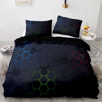 3d multi colored hexagon pattern 210%c3%97210 duvet cover with pillowcase240%c3%97220 quilt cover black bedding setking blanket cover