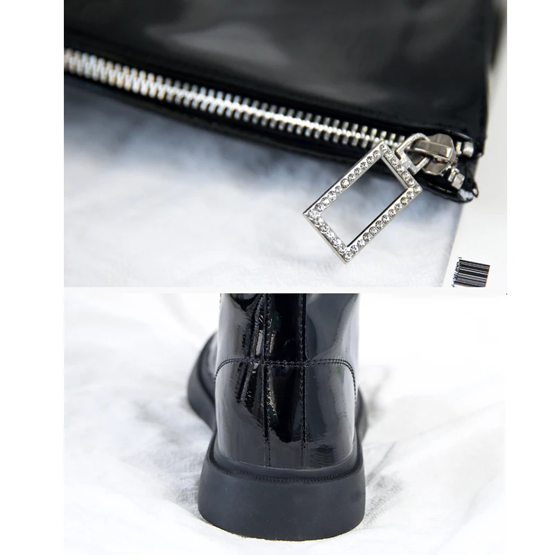 Kids Patent Leather Boots Mid-calf Fashion Flat Spring Winter Dress Shoes Bright Color Girls British Style Retro Footwear |