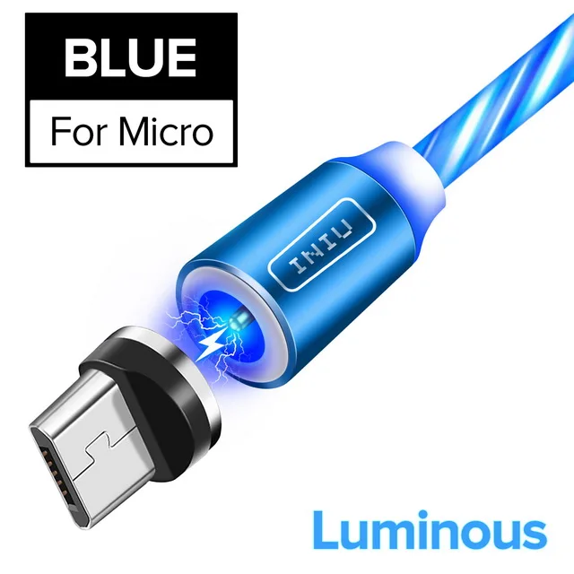 For Micro Blue INIU световой поток магнитного освещения USB кабель для iPhone XR X 7 8 микро Тип C зарядное устройство Быстрая зарядка магнит зарядка USB-C тип-c - Цвет: For Micro Blue