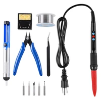 60w electric soldering iron pen set digtal lcd adjustable temperature control via fast internal heating welding tools