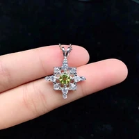 fashion silver star pendant for young girl 5mm natural peridot pendant solid 925 silver peridot necklace pendant