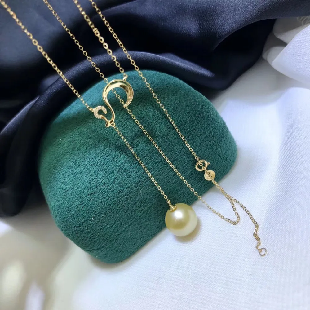 

Real AU 750 18K Gold Necklace Mountings Findings Jewelry Mounts Settings Accessories Parts for Pearls Agate Coral Crystals Jade