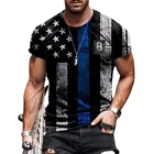 Футболка мужская оверсайз с круглым вырезом, Повседневная модная рубашка с 3D-принтом, с американским флагом, свободная уличная одежда, лето 2021