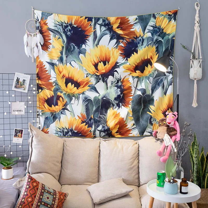 С натуральным растительным экстрактом цветочный гобелен с подсолнухами на стене