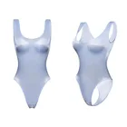 Женское сексуальное белье, прозрачное, глянцевое, масляное, блестящее, с открытой промежностью, боди с высоким вырезом, комбинезон, стринги, Эротическое нижнее белье