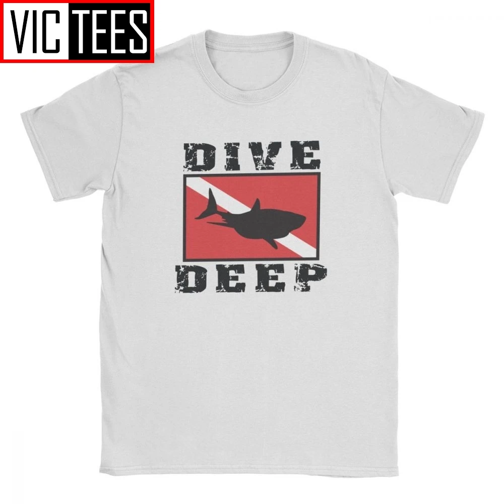 

Men Tshirt Shark SCUBA Flag Dive Deep 100 Percent Cotton Diver Sea Snorkeling Sports Diving T Shirt O Neck