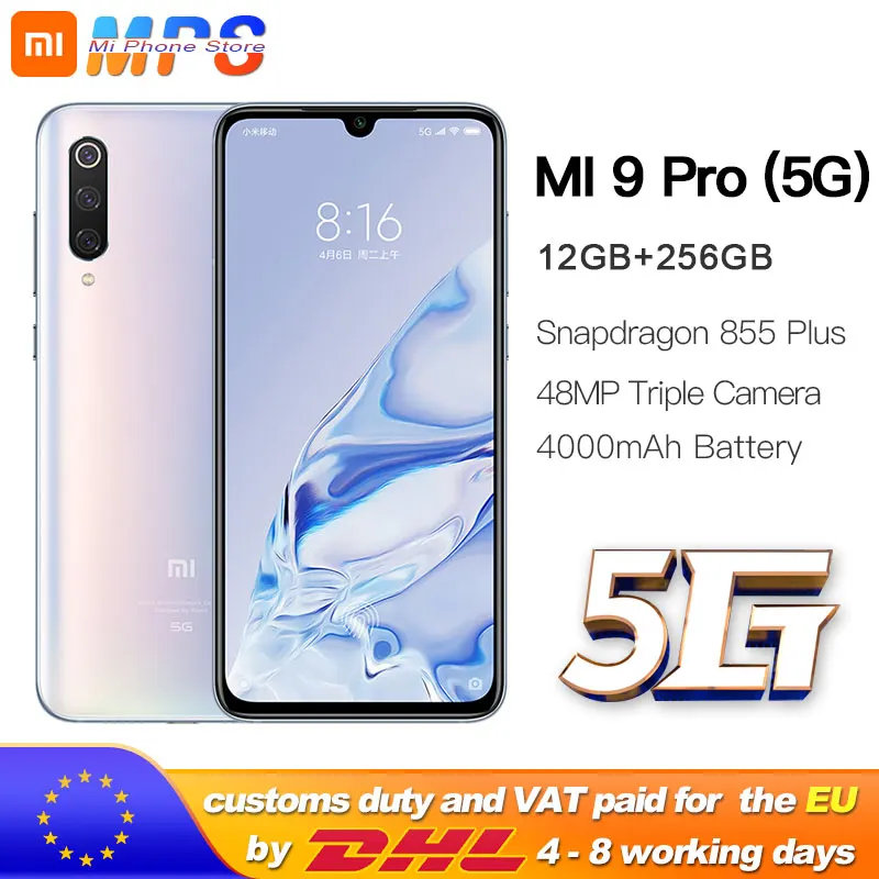 Xiaomi mi 9 pro (5G) 12GB 256GB смартфон 5G Snapdragon 855plus 48MP с тройной камерой 4000mAh аккумулятор AMOLED 6