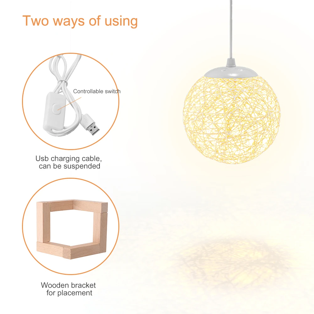Красивая светодиодная лампа с USB ночник в виде шара зарядкой Sepak Takraw светильник
