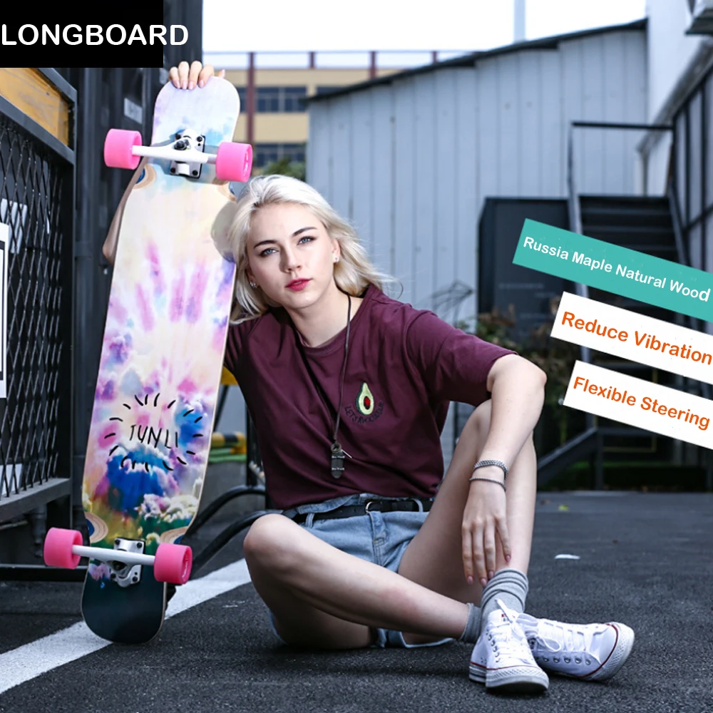 

Skateboard Dancing Longboard 107cm Adults Freestyle Street Road Boy and Girl Skate Double Kick Deck Concave Design Long Board