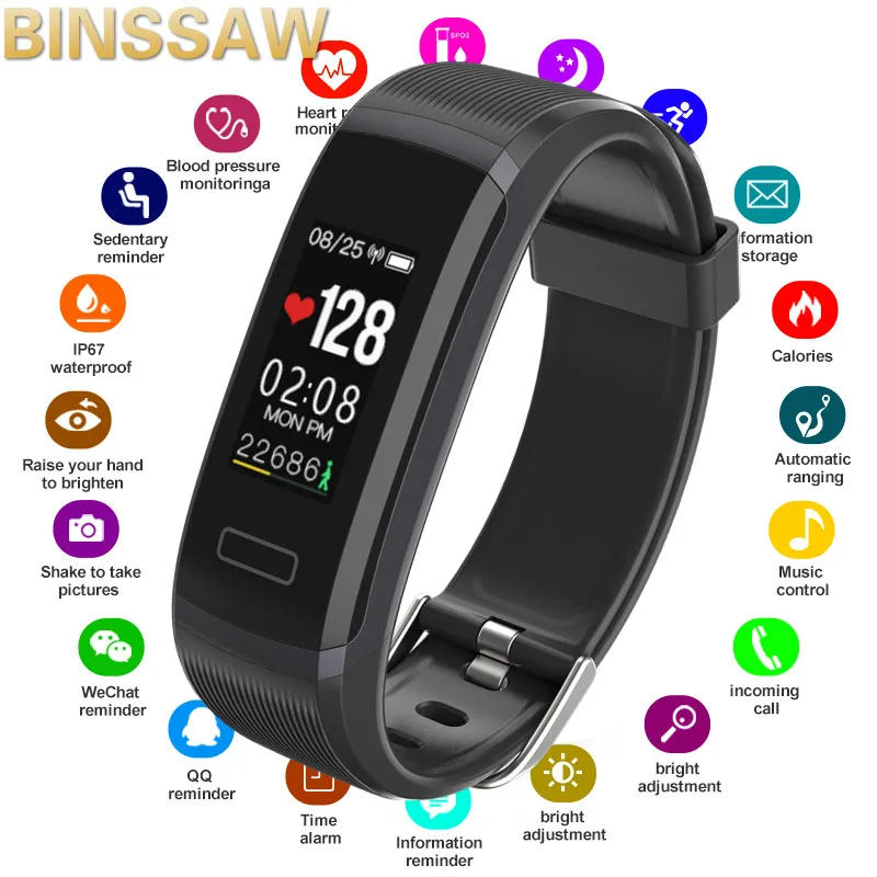 BINSSAW новые мужские Смарт часы с пульсометром и тонометром смарт браслет для