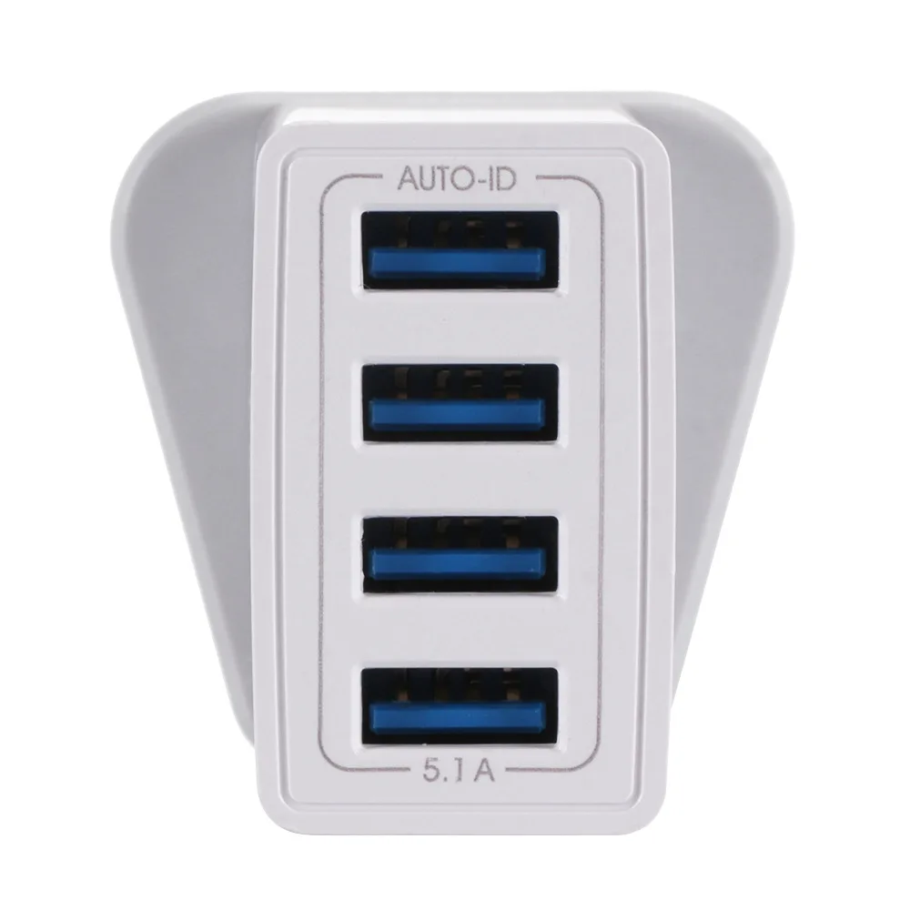 4USB зарядное устройство 5.1A мобильный телефон планшет путешествия Быстрая зарядка зарядная головка стандарты США европейские правила британское зарядное устройство