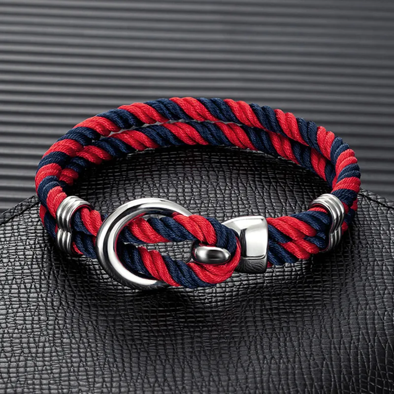 MKENDN Fashion Men Women Anchor Bracelets Charm Nautical Survival Rope Chain Paracord Bracelet Male Wrap Metal Sport Hooks