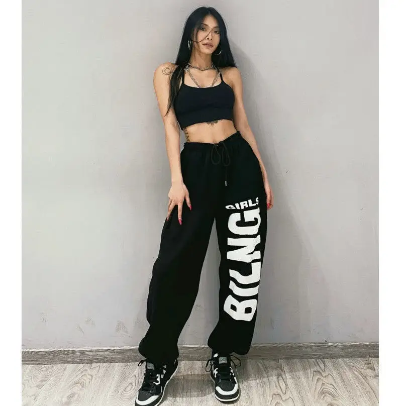 

Y2K Hip-hop jazz dancing sports pants loose and thin casual trousers women's wear-footed streetwear women bottoms pants