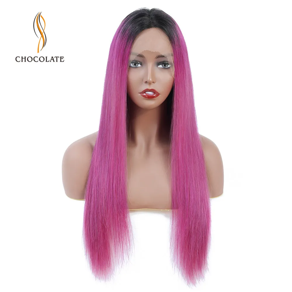 Парики из человеческих волос с эффектом омбре розового цвета 13*4 Remy Длинные