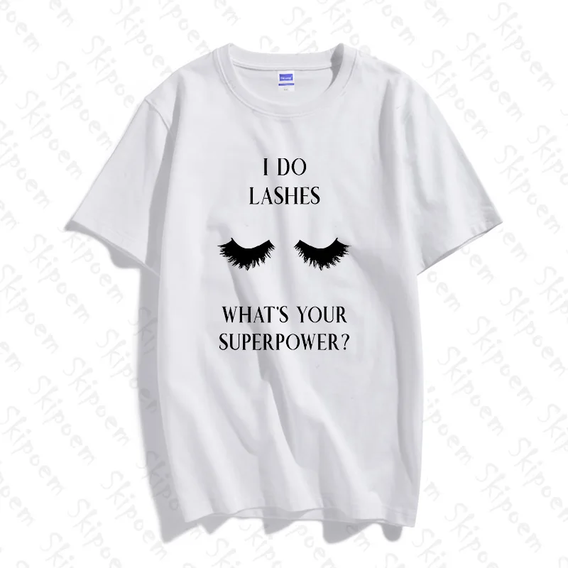 Новый 100% Хлопковая женская футболка ресниц Цитата простой дизайн печати с