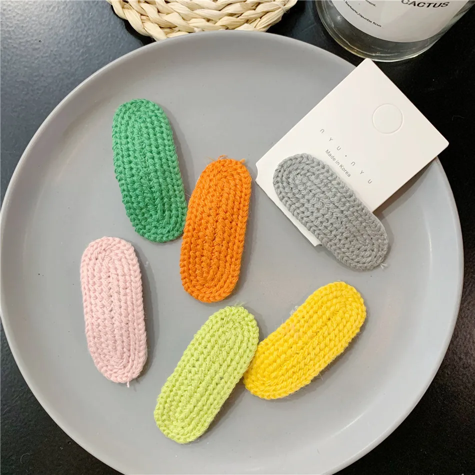 

Autumn Winter Hair Accessories for Girls Wool Woven Hairpin Children Hair Bow Crochet Color Hair Clip BB Clips Fashion Barrettes