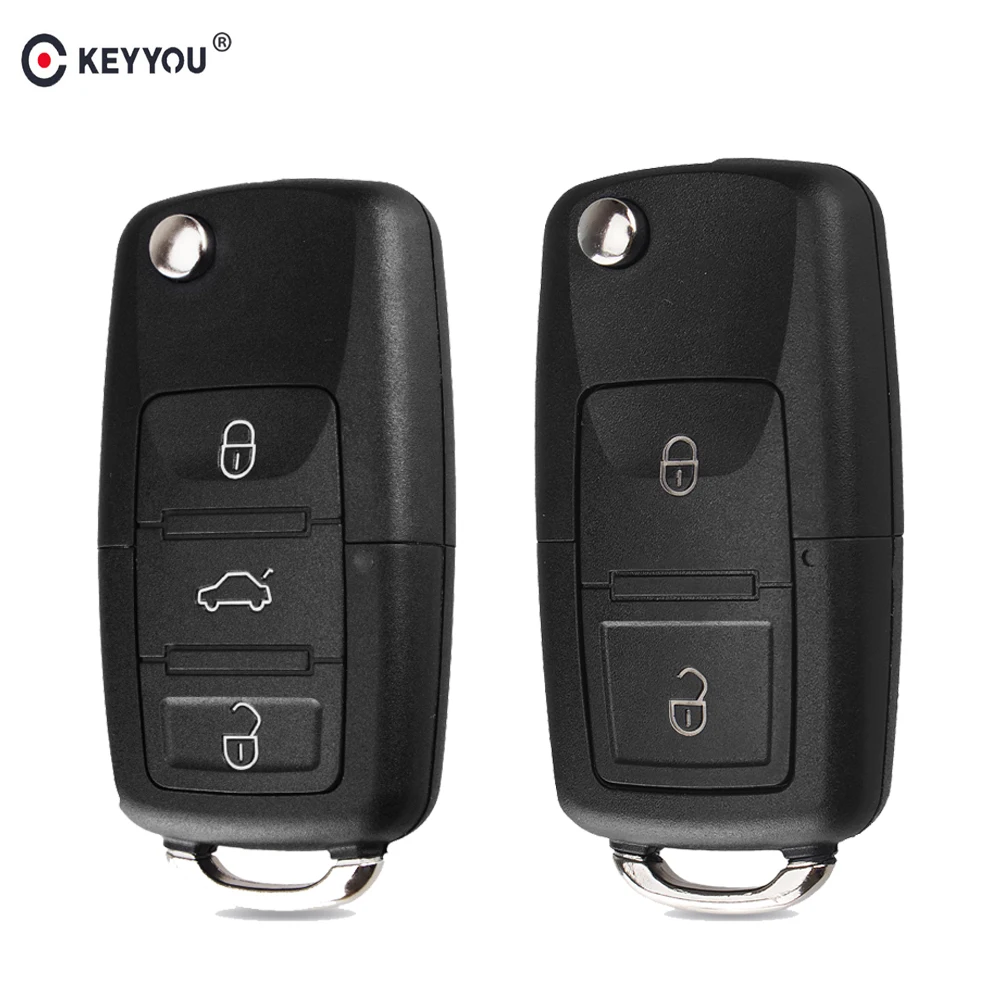 KEYYOU 2 кнопки складной Автомобильный Дистанционный ключ флип складной ключ чехол для Volkswagen Vw Jetta Golf Passat Beetle Skoda Seat Polo B5