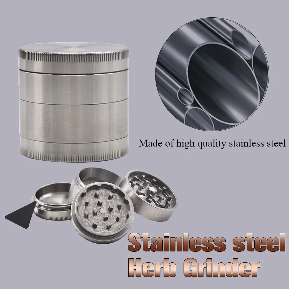 

Four-Layer High-Quality Stainless Steel Metal Smoke Grinder for Herb Sharp Teeth Tobacco Accessories