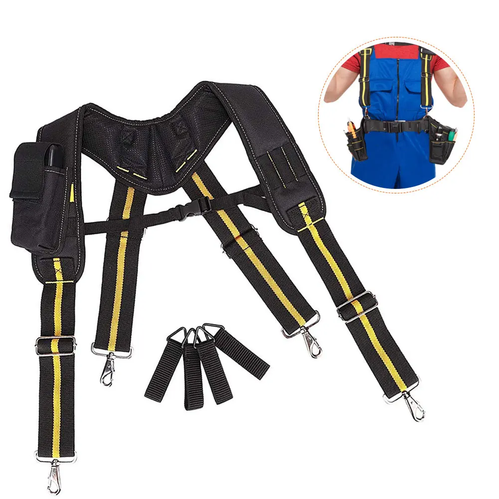 

X-type Design Padded Heavy Duty Work Tool Belt Braces Suspenders For Reducing Waist Weight Tool Pouch Adjustable Strap Tool bag