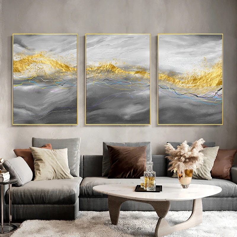 

Golden Abstract Marble Pattern Picture Living Room Wall Art Decoration Poster Luxury Modern Home Decoration Canvas Painting