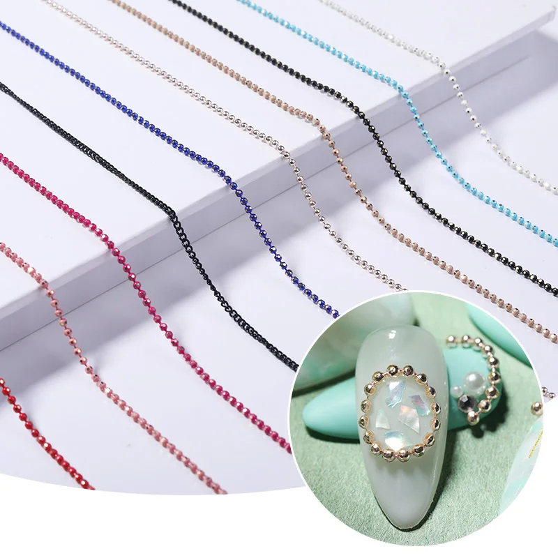 3D металлическая пилочка для ногтей цепь золото серебро Цвет чередование мяч с