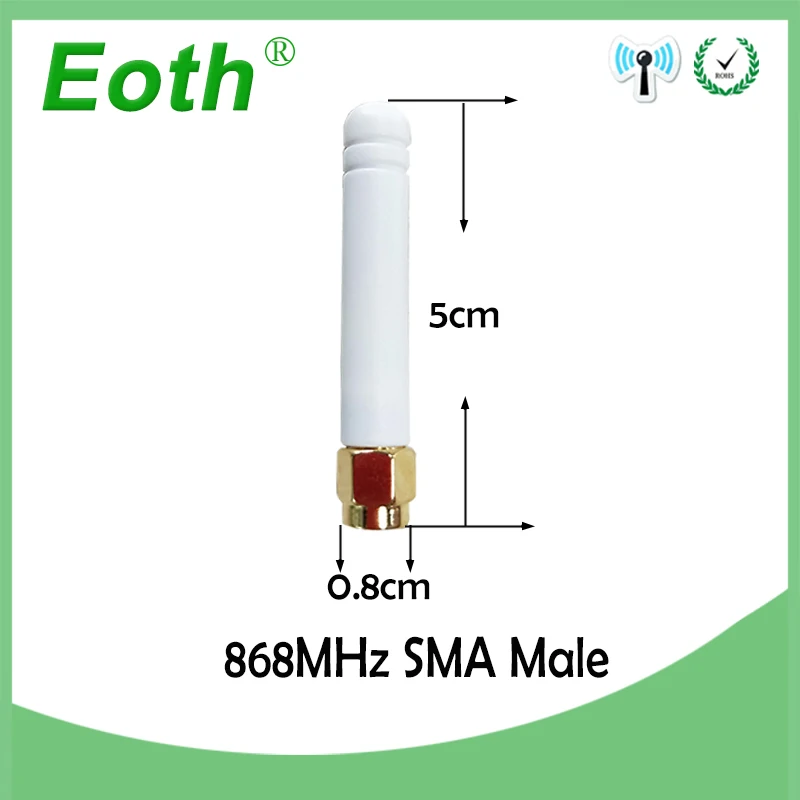 EOTH 5pcs 868mhz antenna 2~3dbi sma male 915mhz lora antene pbx iot module lorawan signal receiver antena high gain