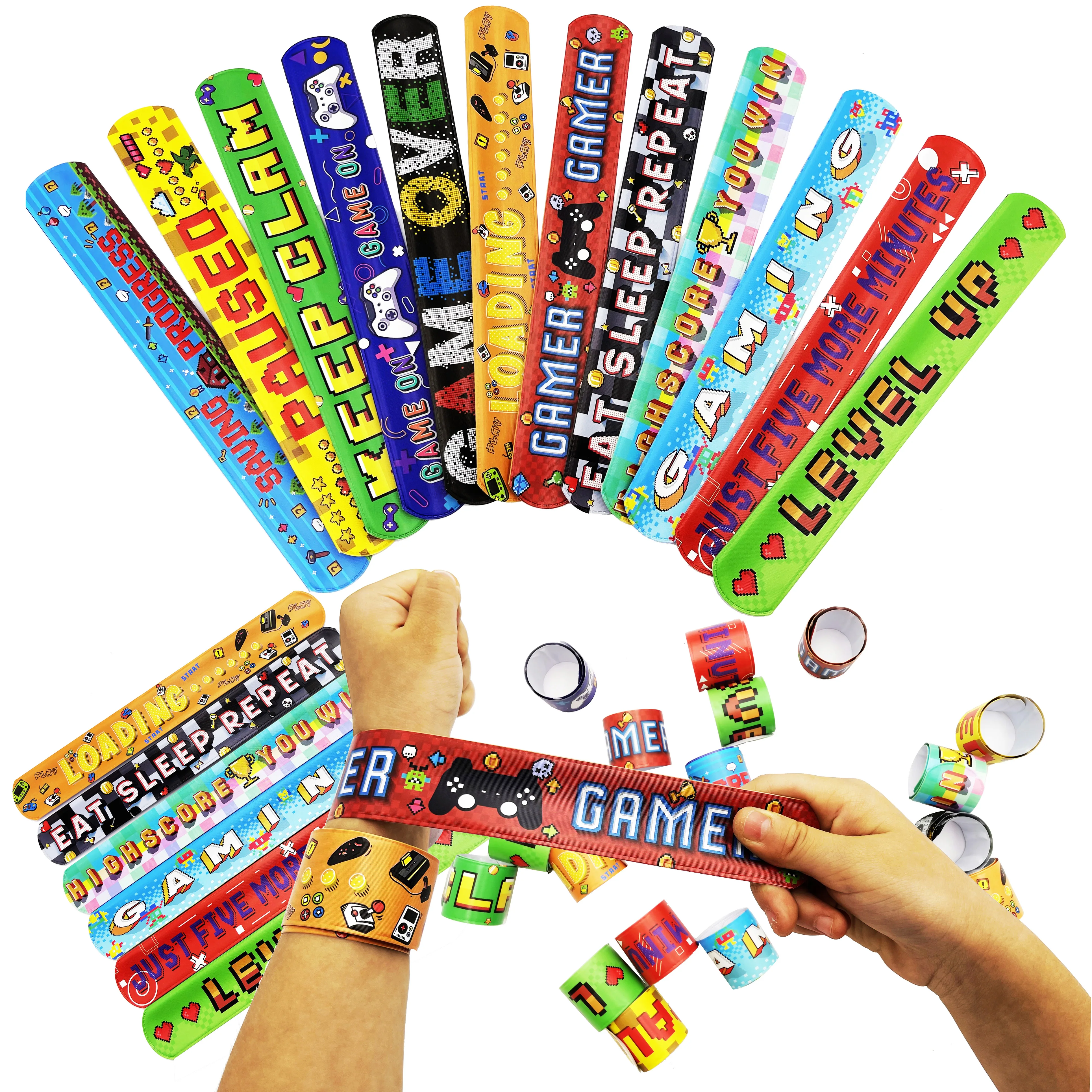 

New Game Printing Slap Bracelets Boom Explosion Symbol Game Theme Parti LOL Kids Boy Birthday Party Gifts Children's Day Favor