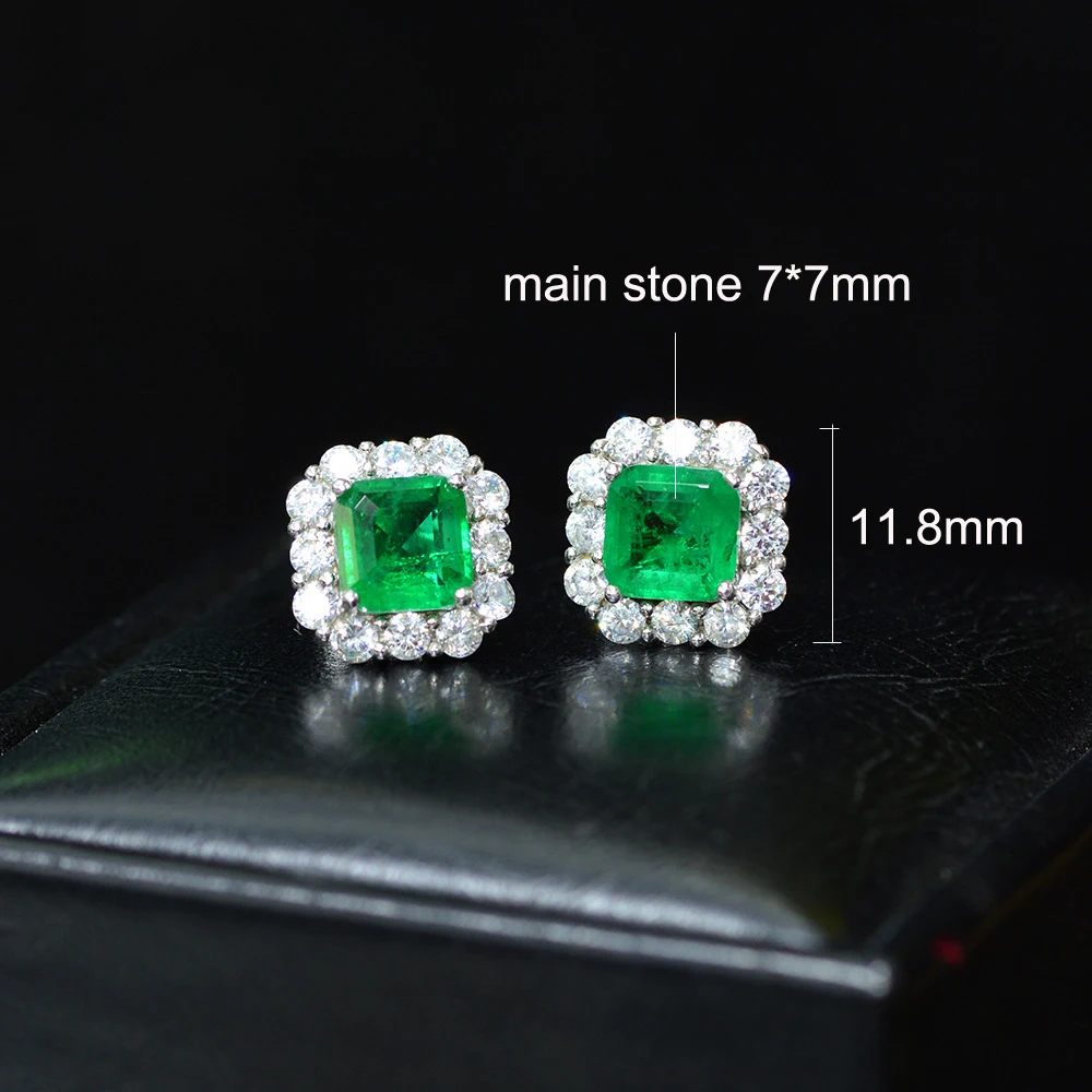 Женские серьги из серебра 100% пробы с изумрудом квадратные камнем 2020 | Украшения и