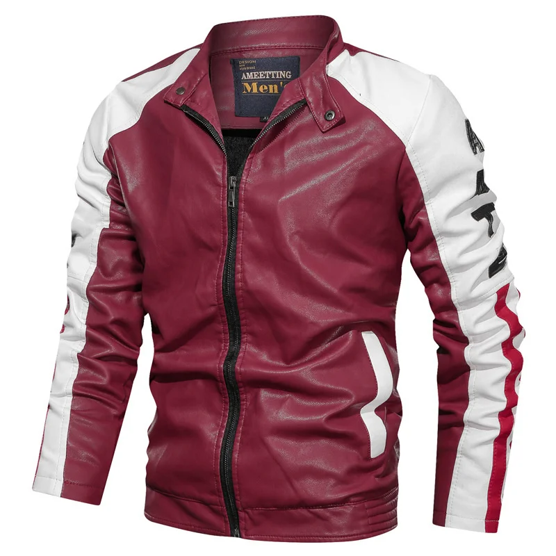 

Spring Men Motorcycle Leather Jackets Casual Zipper Windbreak Pu Fashion Soft Stand Collar Slim Fit Coat Biker Leather Clothing