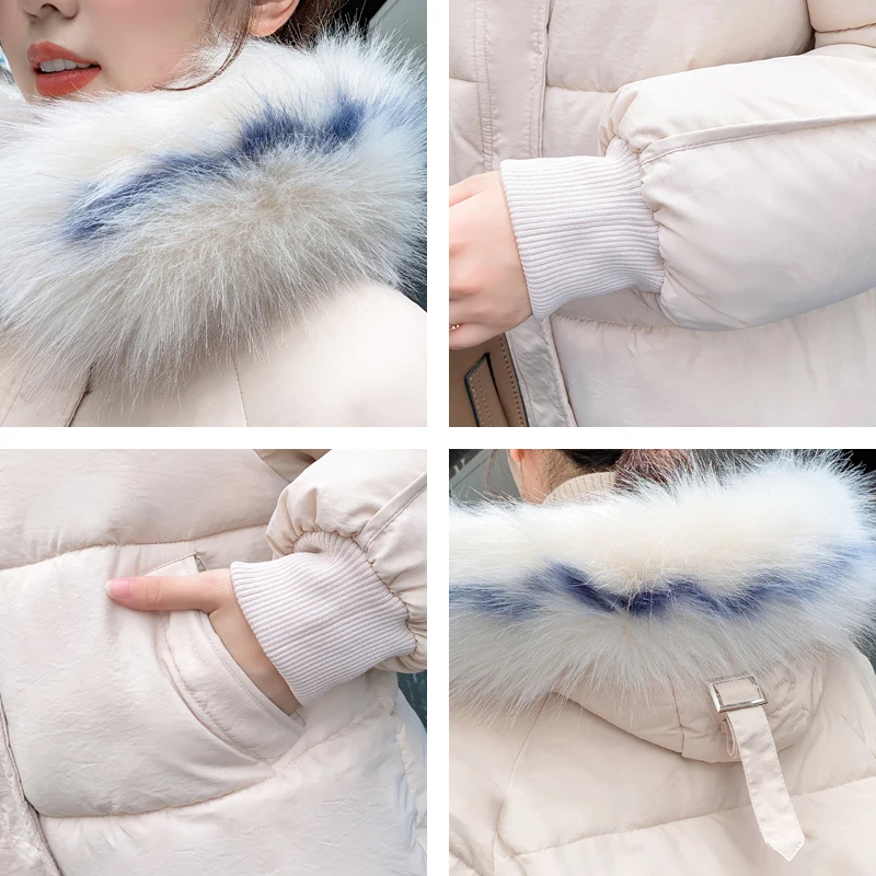 2019 Large Size Women's Short Jacket Female Bread Service Parka Hooded With Fur Collar Autumn Warm Cotton Stand-Up Coat | Женская