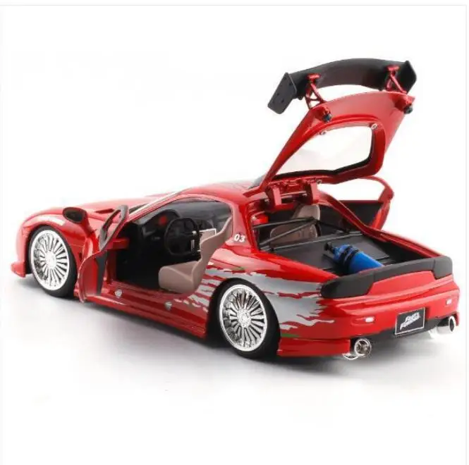 1:24 Mazda RX7 модель автомобиля из сплава, высокая имитация ралли гоночный спортивный автомобиль игрушка, скользящая функция модель автомобиля