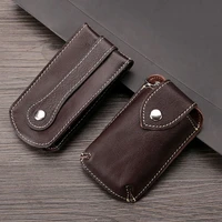 15pcs lot genuine leather key holder wallets unisex car key housekeeper organizer bag covers hasp key case