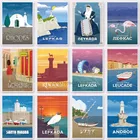 Алмазная живопись 5D сделай сам, мультяшный путешествия, город, Греция, бриллиантовая вышивка, наборы для вышивки крестиком, домашний декор