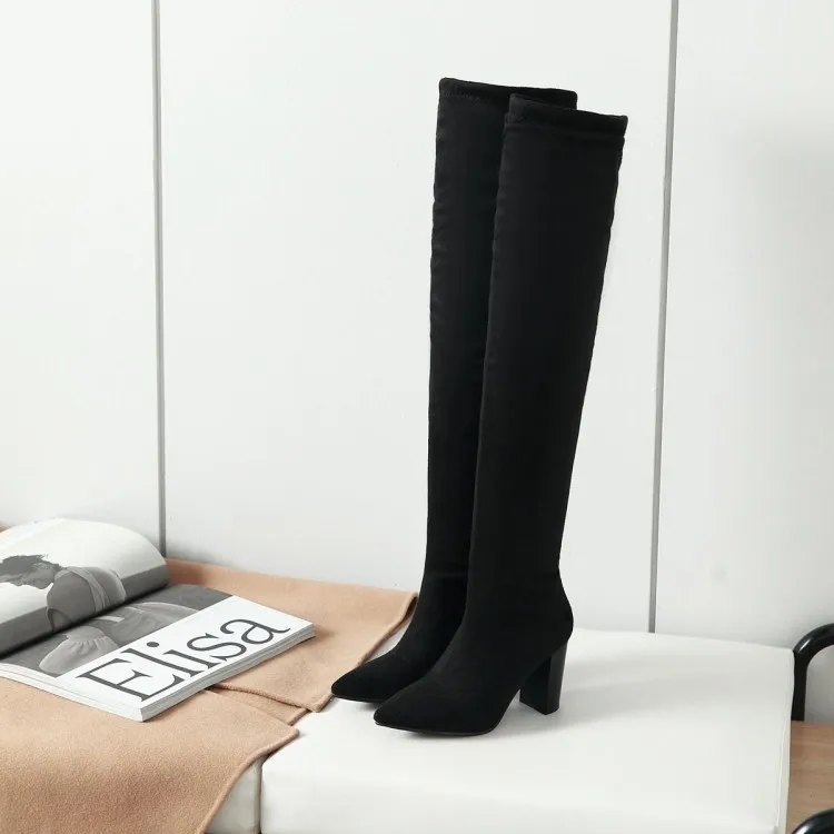 Женские ботфорты выше колена с леопардовым принтом на каблуке|Сапоги до колена| |