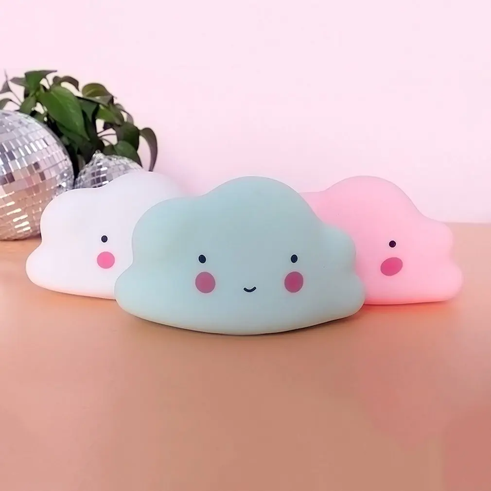 Облако Форма Кнопка Батарея ночной Светильник Детский детская лампа Спальня сна