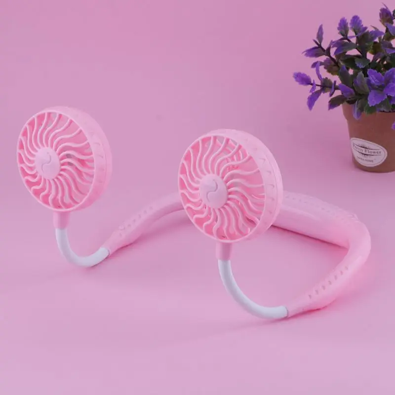 

2019 Summer Hands-free Lazy Neck Band Hanging USB Rechargeable Sports Dual Fan Mini Air Cooler Portable 3 Speeds Large battery