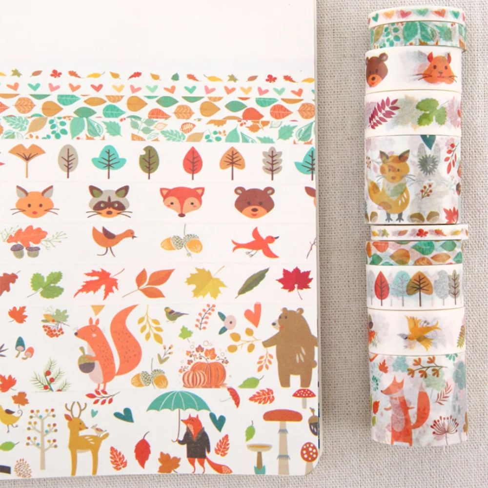 10 шт./компл. мультфильм леса животные васи ленты китайский стиль Сакура