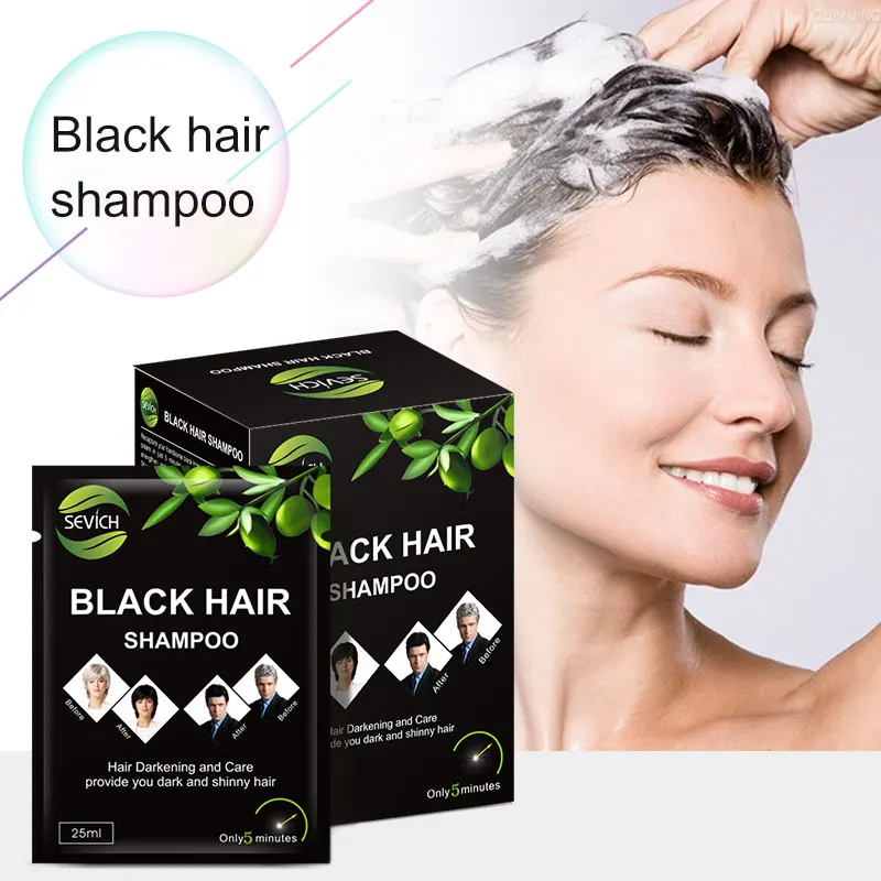 

5pcs/lot Instant Black Hair Shampoo Make Grey and White Hair Darkening and Shinny in 5 Minute Sevich Brand Make Up Free Shipping
