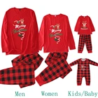 Рождественские пижамные комплекты с оленем, семейный вид, 2021 красные Семейные пижамы, одежда для сна, для отца, детей, мамы, дочери, рождественские пижамы, детский комбинезон