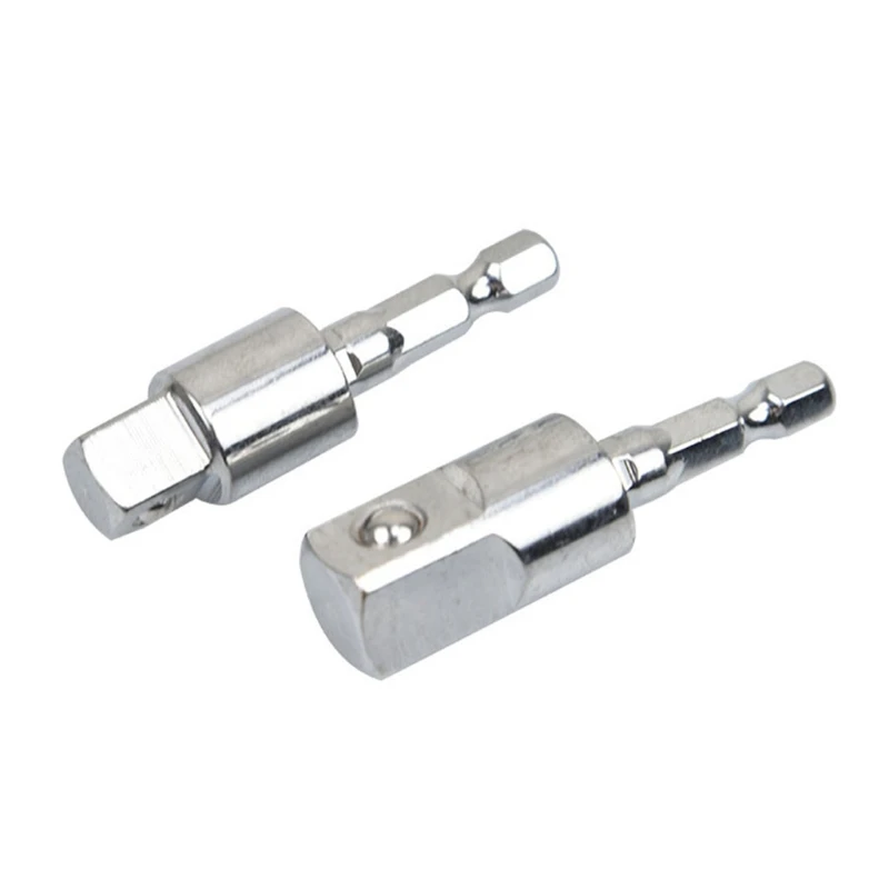 

1/4" 3/8" 1/2"Electric Drill Socket Adapter for Impact Driver with Hex Shank to Square Socket Drill Bits Rotatable