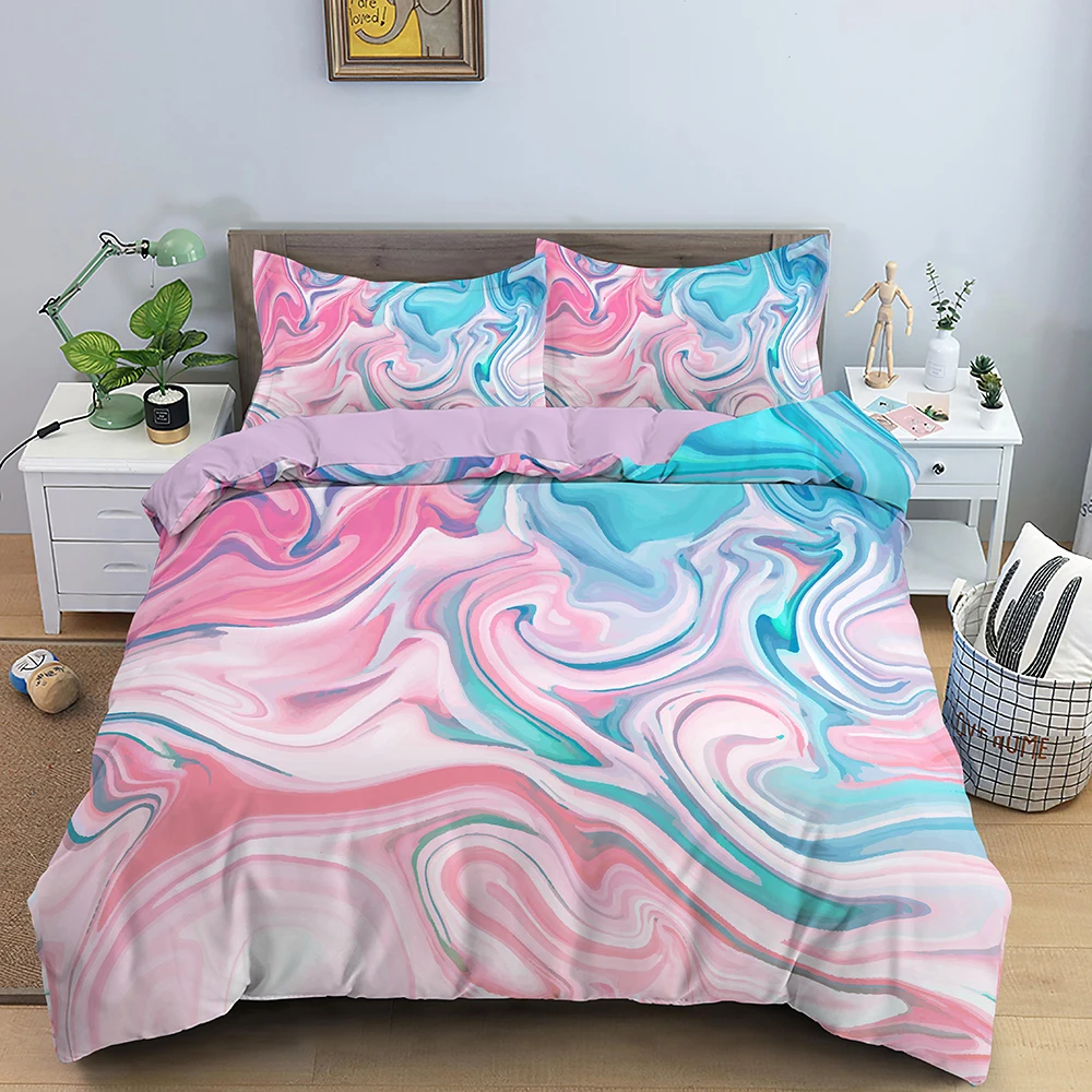Мрамор пододеяльник набор радуга роскошный постельные принадлежности красочные