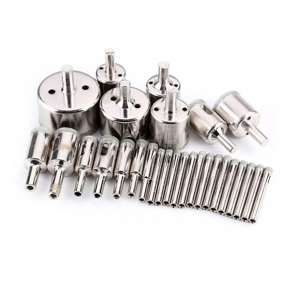 

28pcs Granite Drill Bits Nickel Plated Steel 28Pcs Diamond Cutter Tile Glass
