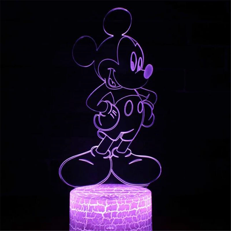Disney мультфильм 3D лампа с Микки-Маусом Мышь Минни светодиодный Ночной светильник