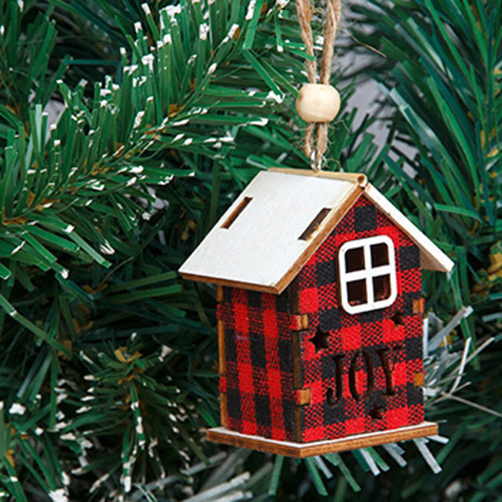 Деревянные рождественские украшения красный дом маленький деревянный кулон в